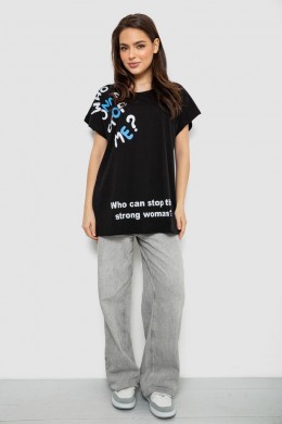 Футболка женская с принтом, цвет черный, 244R3001