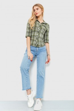 Рубашка женская в клетку, цвет хаки, 230R063