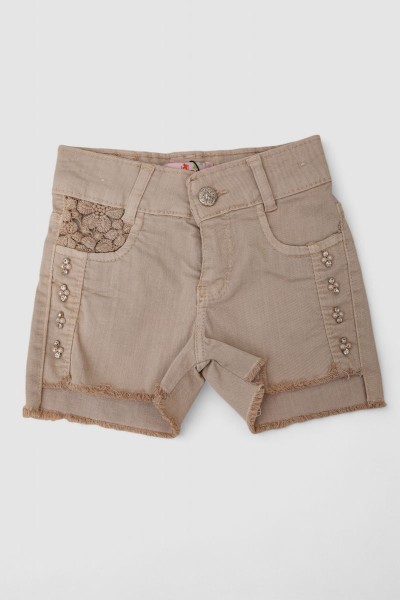 Шорты для девочек джинсовые  -уценка, цвет темно-бежевый, 247R10036-U-1