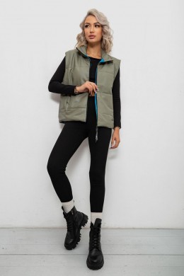 Жилет женский демисезонный экокожа, цвет хаки, 257R98-1