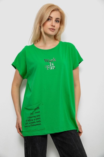 Футболка жіноча з принтом, колір зелений, 244R3017