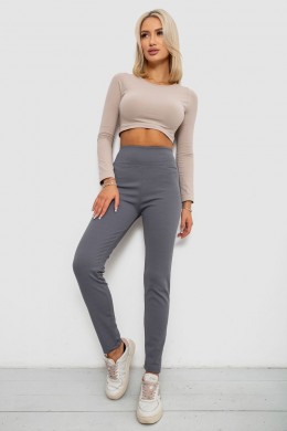 Лосини в рубчик на флісі, колір сірий, 244R1709-1