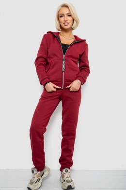 Спортивный костюм женский на флисе, цвет бордовый, 257R86