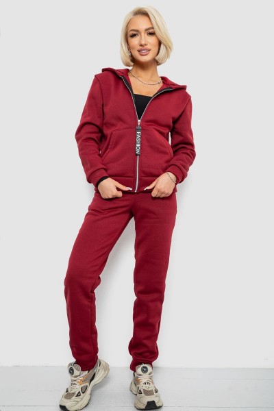 Спортивный костюм женский на флисе, цвет бордовый, 257R86