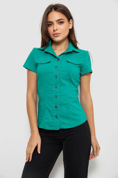 Сорочка жіноча однотонна, колір зелений, 230R068-1