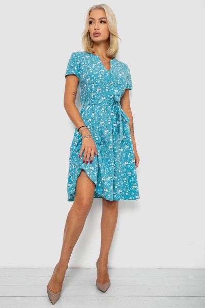 Платье софт с принтом, цвет бирюзовый, 230R0032