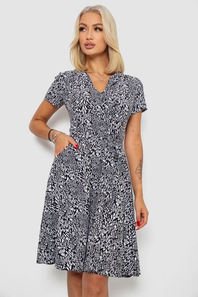 Платье софт с принтом, цвет черный, 230R0032-4