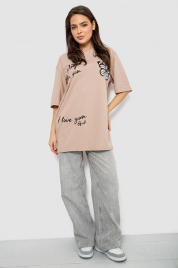 Футболка женская с принтом, цвет бежевый, 244R3006