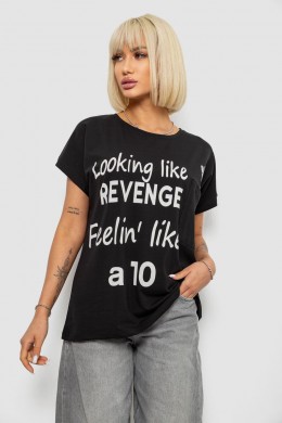 Футболка женская с принтом, цвет черный, 244R3013-5
