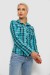 Рубашка женская в клетку, цвет бирюзовый, 230R064-1 Рубашка женская в клетку, цвет бирюзовый, 230R064-1