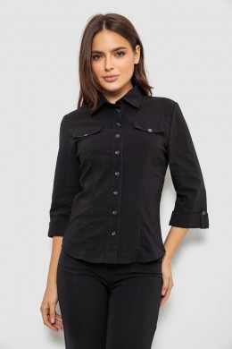 Сорочка жіноча однотонна, колір чорний, 230R068-3