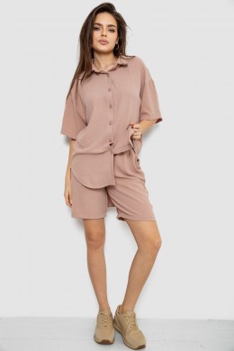 Костюм женский однотонный, цвет бежевый, 119R0038-1