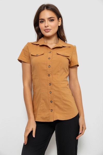 Сорочка жіноча однотонна, колір коричневий, 230R068-1