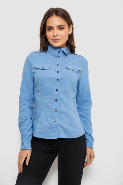 Сорочка жіноча однотонна, колір блакитний, 230R068-9