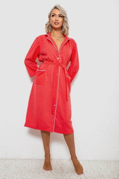 Халат жіночий домашній в горошок, колір кораловий, 257R334