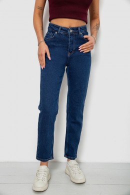 Джинси жіночі однотонні прямі, колір темно-синій, 244RM054