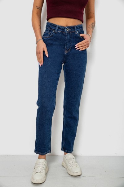 Джинси жіночі однотонні прямі, колір темно-синій, 244RM054