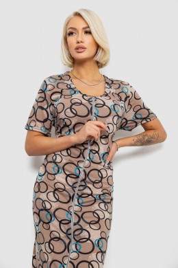 Халат женский на молнии с принтом, цвет мокко, 257R1030