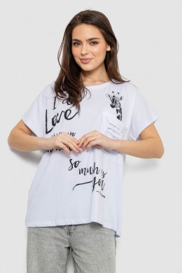 Футболка женская с принтом, цвет белый, 244R3011