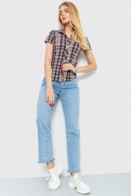 Сорочка жіноча в клітку повсякденна, колір темно-пудровий, 230R062