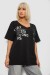 Футболка женская с принтом, цвет черный, 244R2417 Футболка женская с принтом, цвет черный, 244R2417