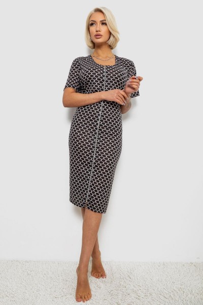 Халат женский на молнии с принтом, цвет черный, 257R1030-7