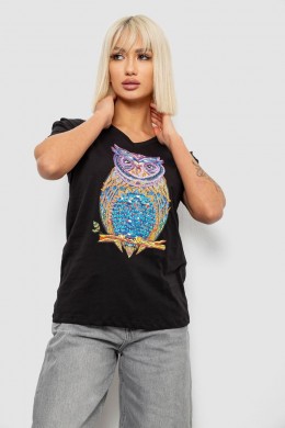 Футболка женская с принтом, цвет черный, 244R2804