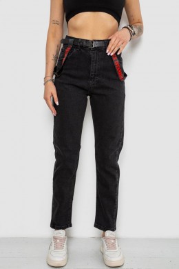 Джинси жіночі Mom-fit, колір чорний, 182R9135