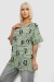 Футболка женская с принтом, цвет оливковый, 244R4016