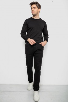 Джинсы мужские на резинке утепленные, цвет черный, 244R663
