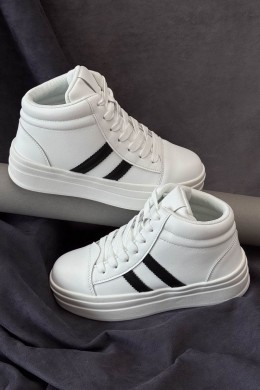 Кроссовки женские демисезонные, цвет бело-черный, 248RWA180