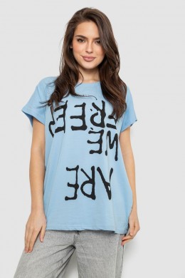 Футболка женская с принтом, цвет голубой, 244R3003