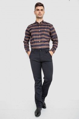 Рубашка мужская повседневная  -уценка, цвет коричнево-синий, 247R408-U-1