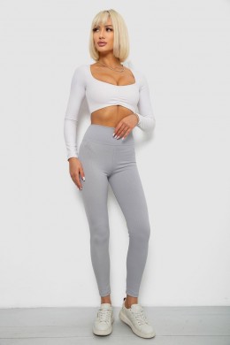 Лосины однотонные в рубчик, цвет серый, 244R686