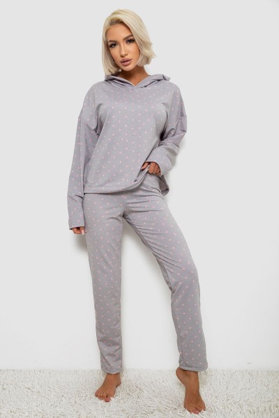 Костюм женский домашний с принтом, цвет серо-розовый, 257R1115