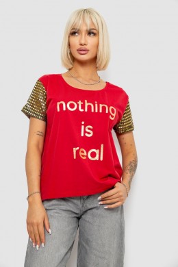 Футболка женская с принтом, цвет бордовый, 244R2047