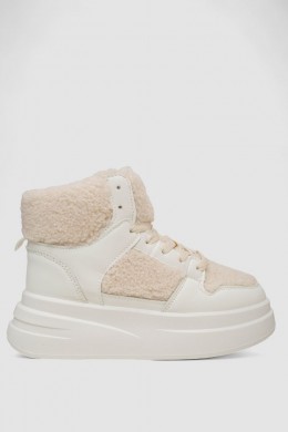 Кроссовки женские зимние на меху хайтопы, цвет белый, 248RLM30