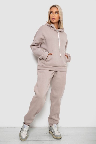 Спортивный костюм женский на флисе, цвет бежевый, 238R5726