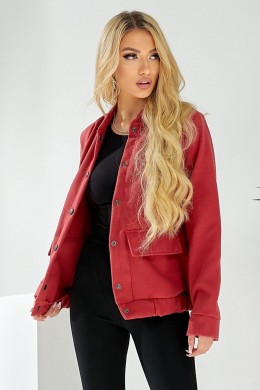 Бомбер женский искусственный кашемир, цвет темно-коралловый, 257R325