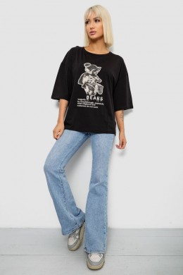 Футболка женская с принтом, цвет черный, 244R2029-5