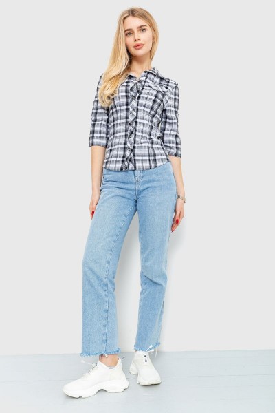 Сорочка жіноча в клітку, колір чорно-білий, 230R063