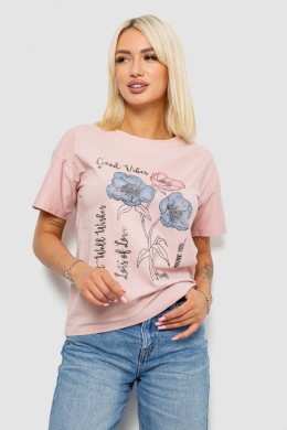 Футболка женская с принтом, цвет персиковый, 221R2805