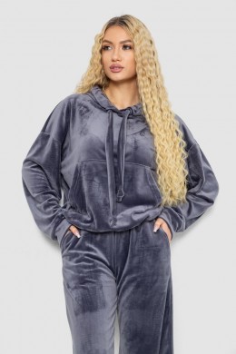 Спорт костюм женский велюровый свободного кроя, цвет серый, 241R2001-20