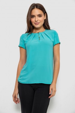 Блуза однотонная, цвет бирюзовый, 230R112