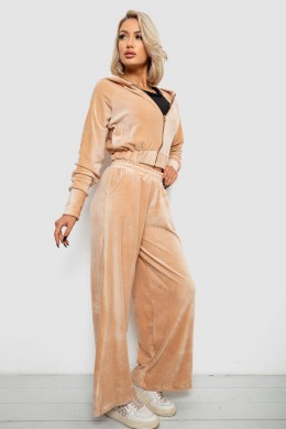 Спортивний костюм жіночий велюровий, колір бежевий, 257R4125