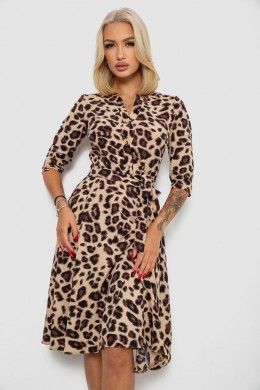Платье софт с принтом, цвет бежево-коричневый, 230R1011-7