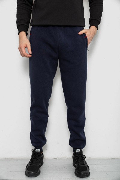 Спортивные штаны на флисе, цвет синий, 244R41526