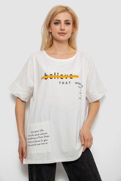 Футболка женская с принтом, цвет молочный, 244R4020