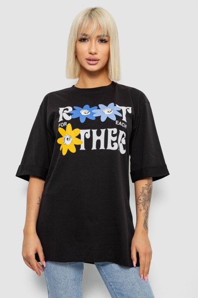 Футболка женская с принтом, цвет черный, 244R2803