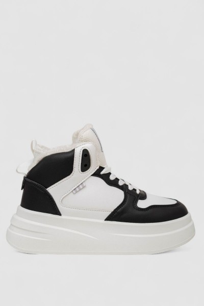 Кроссовки женские зимние на меху, цвет бело-черный, 248RLM50-9